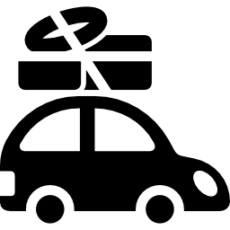 auto con bagagli sul portapacchi icona