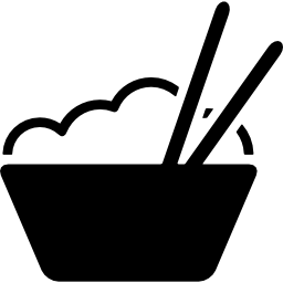 Чаша с рисом и палочками для еды иконка