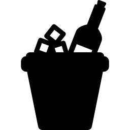 secchiello per il ghiaccio e bottiglia di vino icona