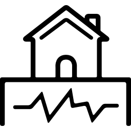 terremoto y hogar icono