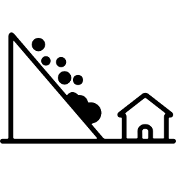 deslizamiento de tierra y casa icono