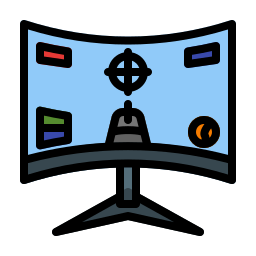 monitor curvo icona