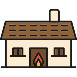 dom w ogniu ikona
