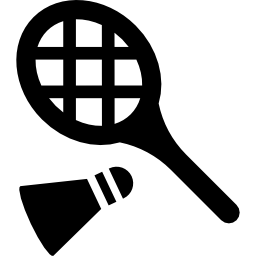 raqueta de bádminton y pluma icono