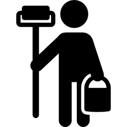 페인트 롤러와 화가 icon