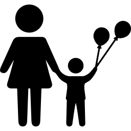 madre e bambino con palloncini icona