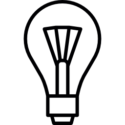 Light bulb and filament icon