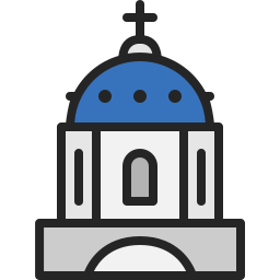 kościół z niebieską kopułą ikona
