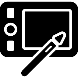tableta horizontal con lápiz icono
