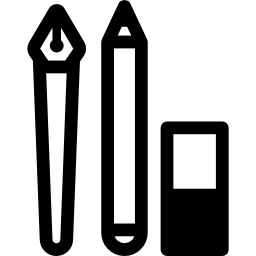 Ручка, карандаш и ластик иконка