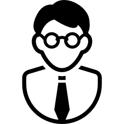 utente con cravatta e occhiali icona