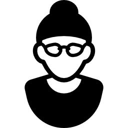 kobieta z bundem i okularami ikona