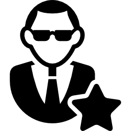 mann mit sonnenbrillenanzug und stern icon