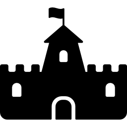 castillo de arena con bandera icono