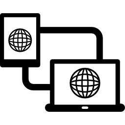 połączone z telefonem komórkowym i komputerem ikona