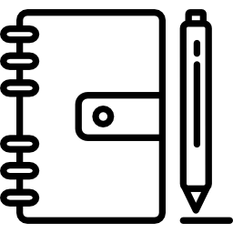 caderno e caneta fechados Ícone