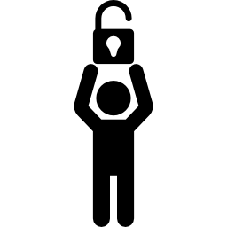 hombre con cerradura abierta icono