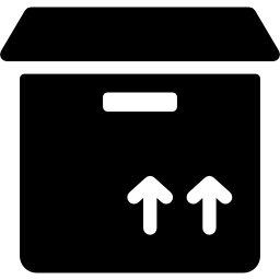 caja de paquete con flechas hacia arriba icono