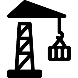 Żuraw wieżowy z kontenerem ikona