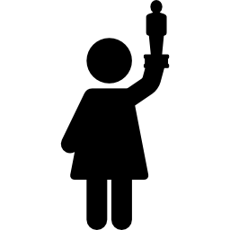 mujer sosteniendo oscar icono