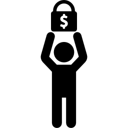 hombre con estuche con símbolo de dólar icono