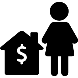 mulher com hipoteca Ícone