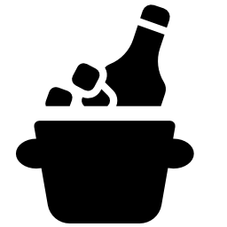 Champagne with Bucket and Ice Cubes icon