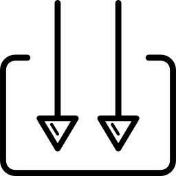 zwei abwärtspfeile und ein rechteck icon