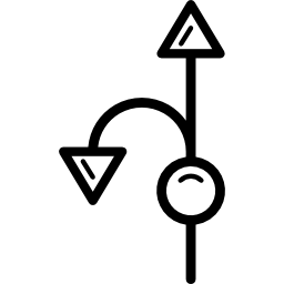 flechas de conector curvadas hacia abajo y hacia arriba icono