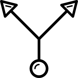 twee pijlen afleiding met cirkel icoon