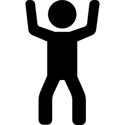 uomo che alza due braccia icona