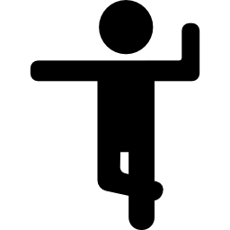 hombre ejercitando brazos y una pierna icono