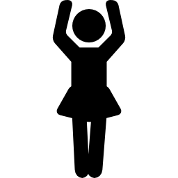 mujer, con, brazos levantados icono