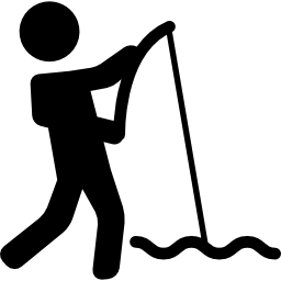 Man Standing Up and Fishing icon