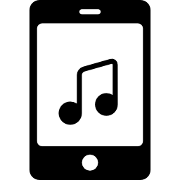 teléfono con reproductor de música icono