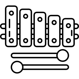 Ксилофон с двумя барабанными палочками иконка
