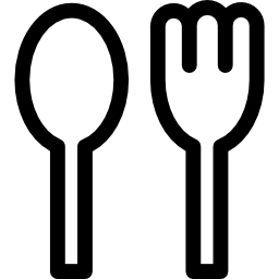 una cuchara y un tenedor icono