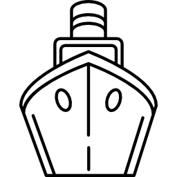 vista frontal del buque de carga icono