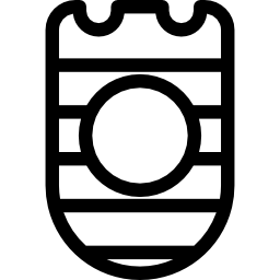 escudo com listras horizontais e círculo Ícone
