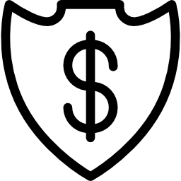scudo con simbolo del dollaro icona