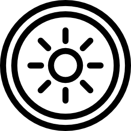 escudo redondo con sol icono