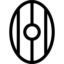 ovaler schild mit drei linien und kreis icon