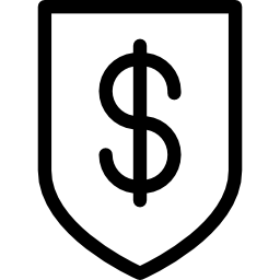 bouclier avec symbole dollar Icône