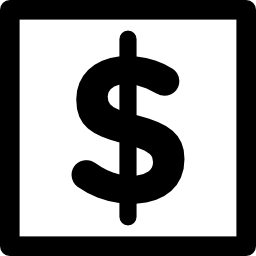 quadrato con il simbolo del dollaro icona