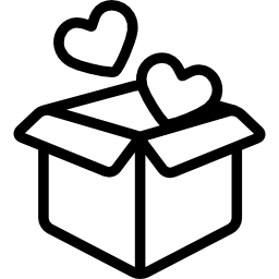 Открытая коробка с двумя сердечками иконка