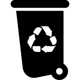 kosz do recyklingu z kółkami ikona