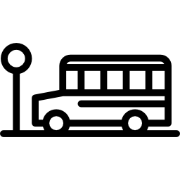 autobús escolar, y, señal de tráfico icono