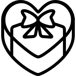 coffret cadeau en forme de coeur avec ruban Icône