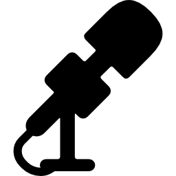 microfone com cabo e suporte Ícone