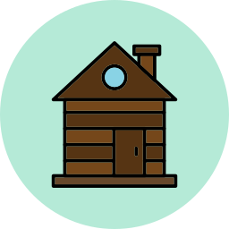 kabina z drewna ikona